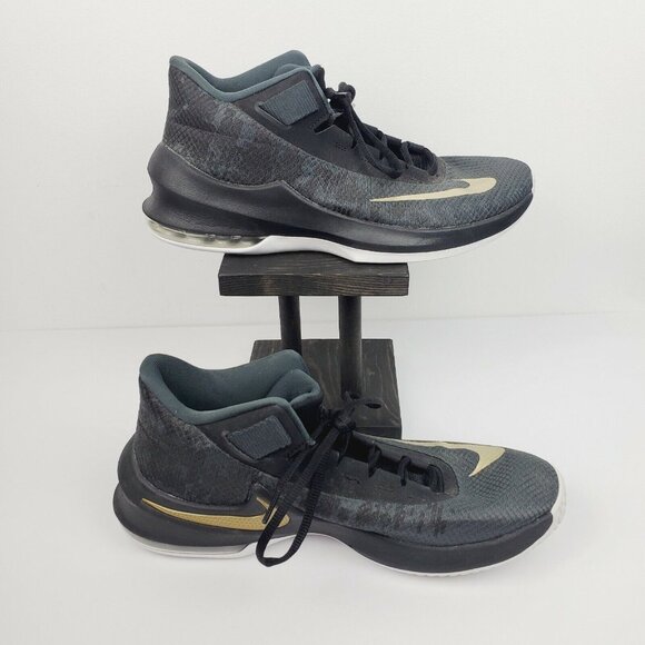 Nike Air Max Infuriate 2 Mid AA7066-002 Basketball Shoes Men\'s Size 10 Black EUC